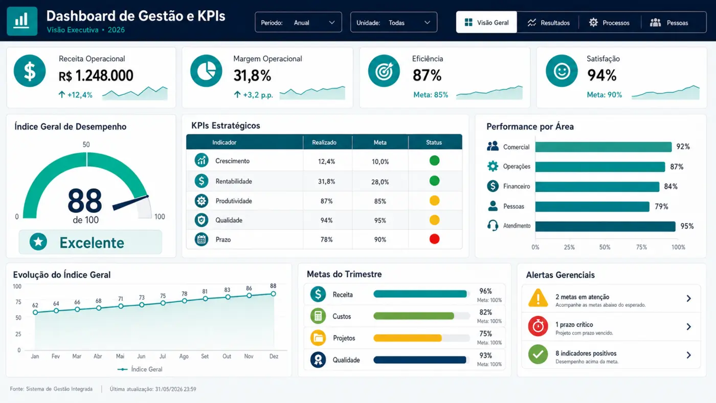 Dashboard de Gestão e KPIs