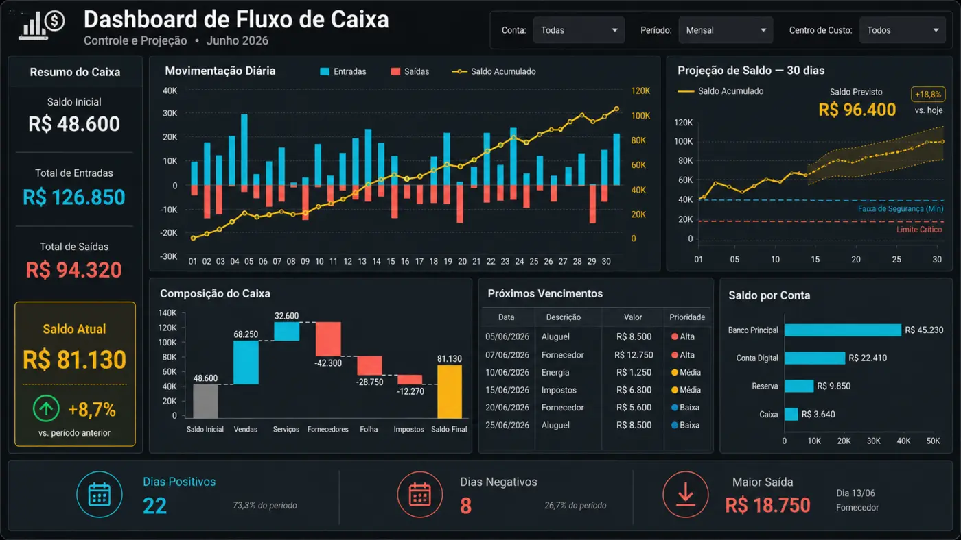 Dashboard de Fluxo de Caixa
