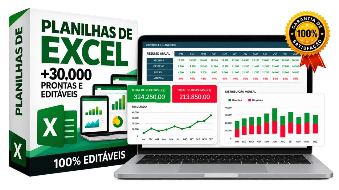 Pacote Básico com 30 mil planilhas editáveis